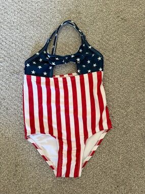 Cat & Jack Kids American Flag One-Piece Swimsuit - Red, White & Blue